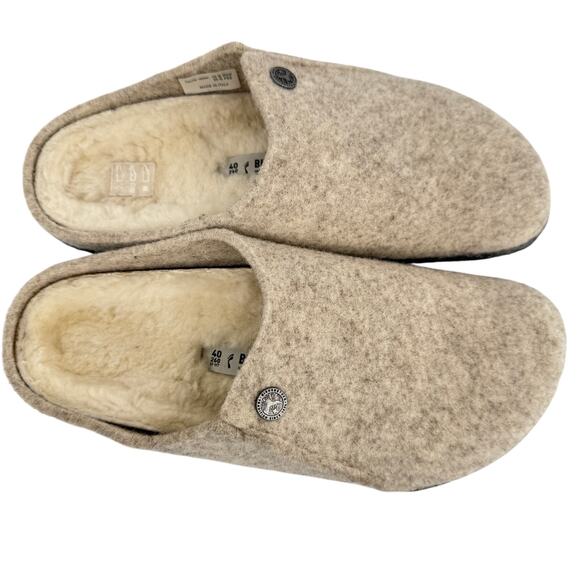 Birkenstock Zermatt Shearling Wool Felt Slip on Mule Eggnog Color Women's 40 - Picture 3 of 10
